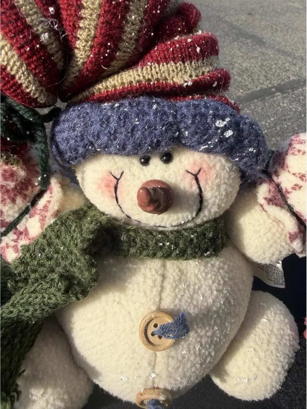 Vintage Plush Snowman Christmas Winter Holiday Decor Stuffed Toy 9” Tall
